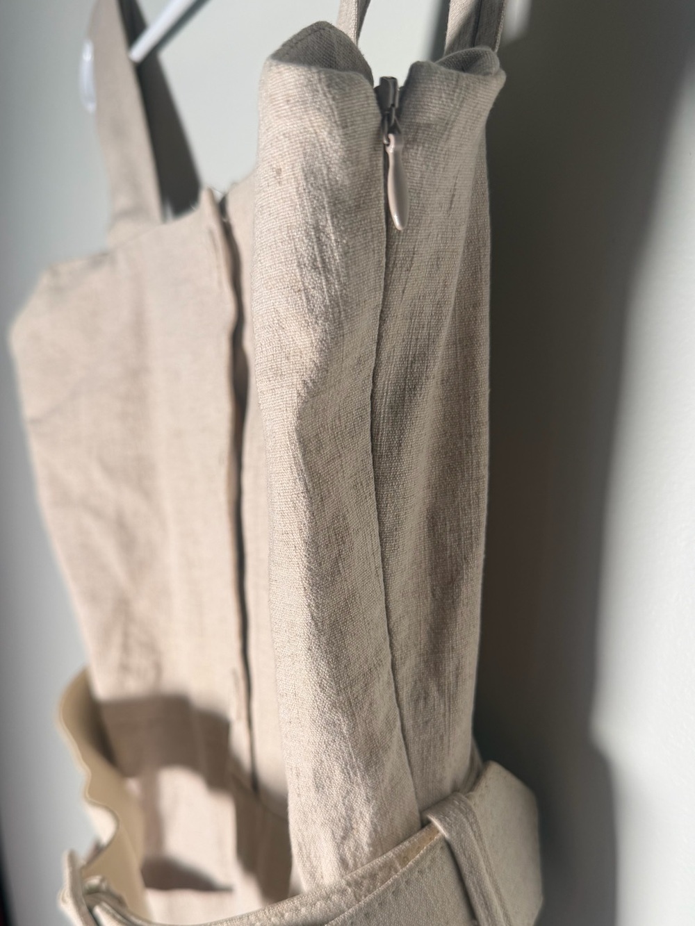 Cream Wide-Leg Sleeveless Jumpsuit with Belt - Picture 6 of 6